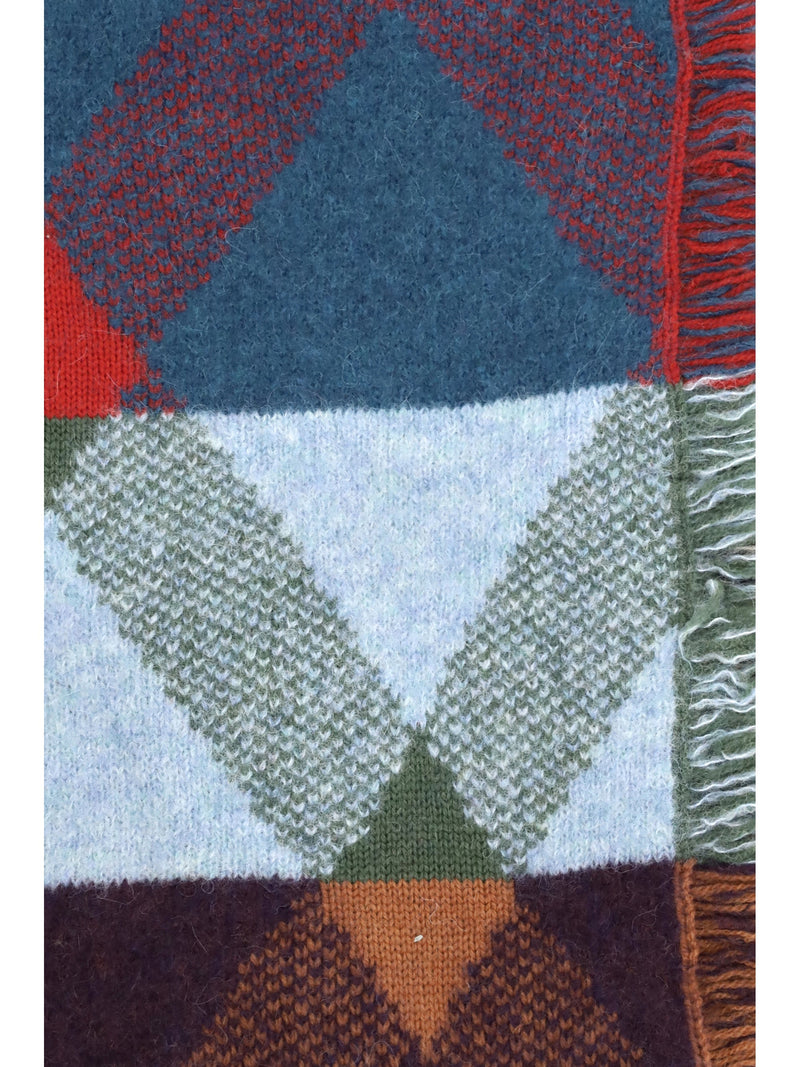 Dries Van Noten Merino Wool Patchwork Scarf — Blue (ovis Aries) Scarfs