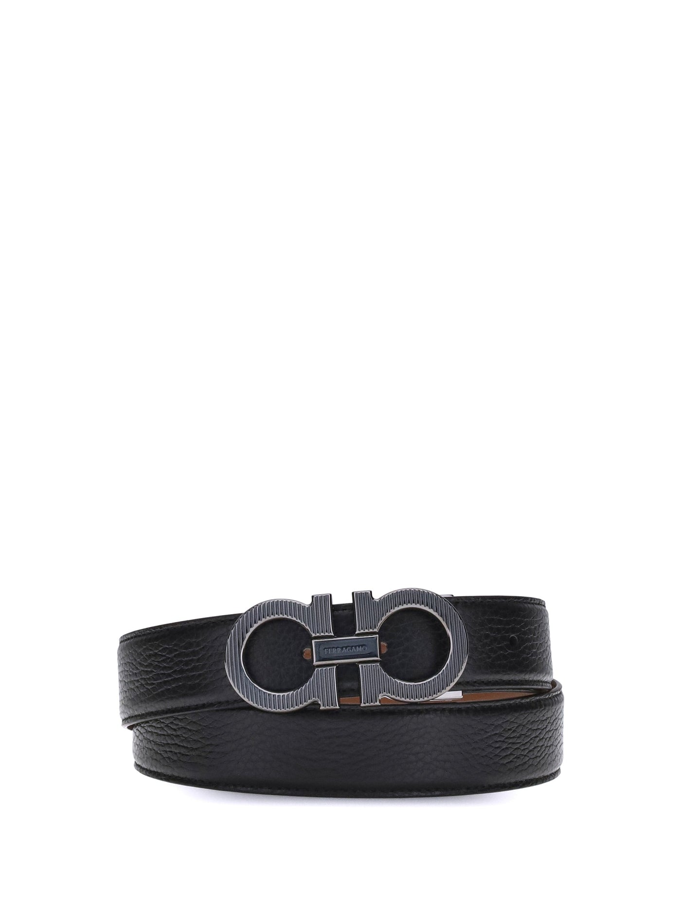 Ferragamo Reversible Leather Belt — Black Calf Bos Taurus