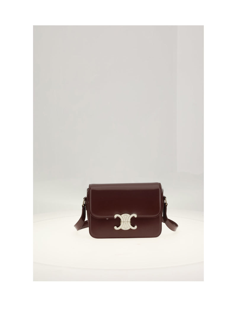 Celine Teen Triomphe Shoulder Bag — Brown Calf Leather