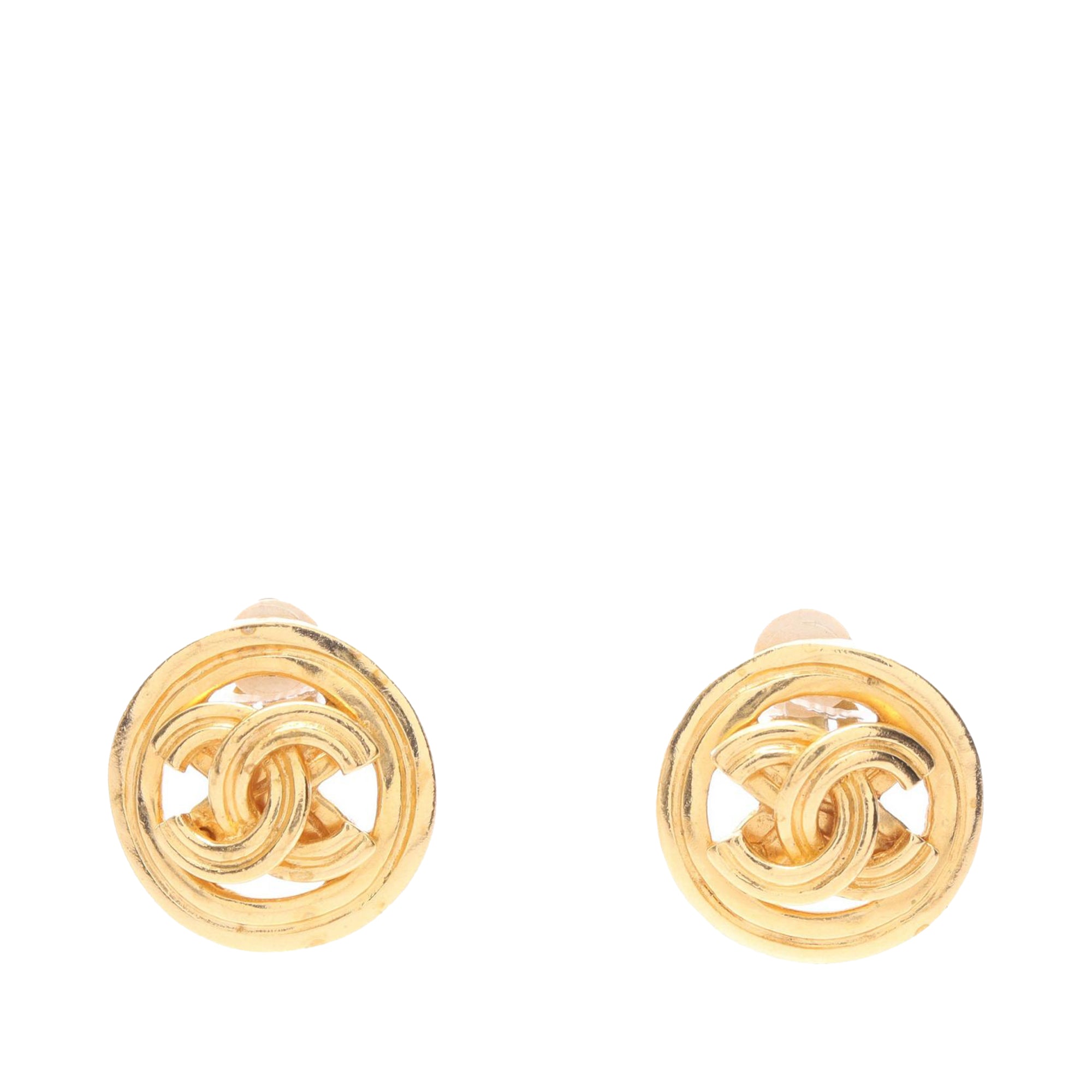 CC Gold Plated Round Clip On Earrings - Image 1