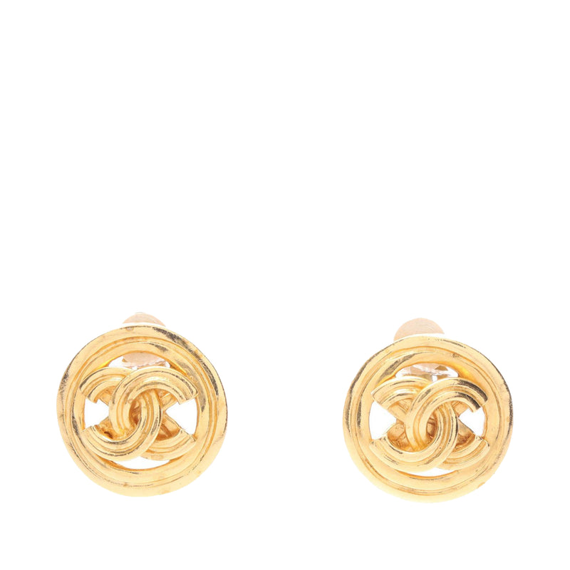 CC Gold Plated Round Clip On Earrings