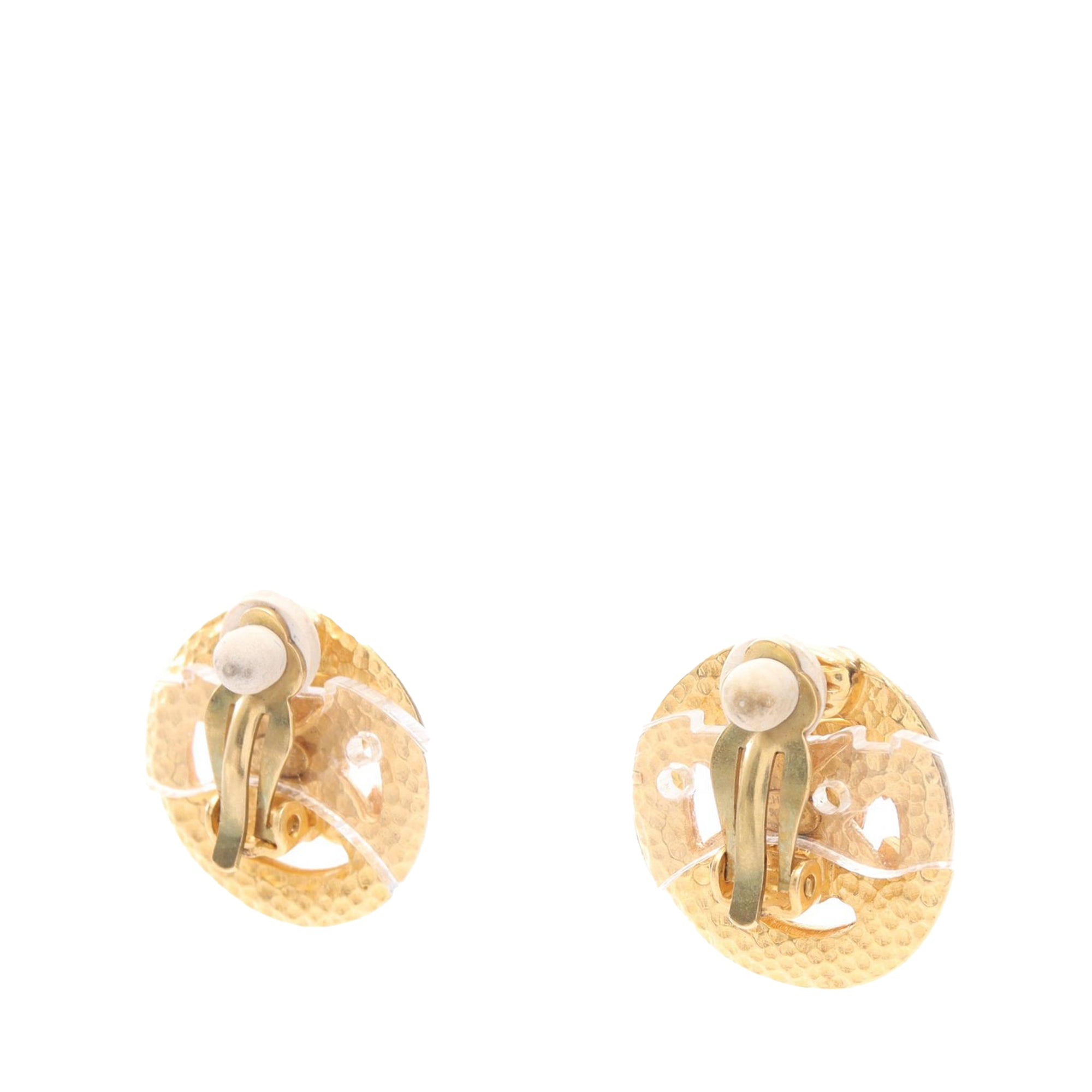 CC Gold Plated Round Clip On Earrings - Image 2