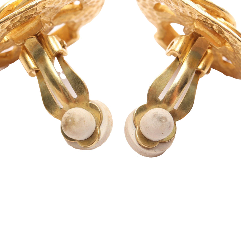 CC Gold Plated Round Clip On Earrings - Image 5