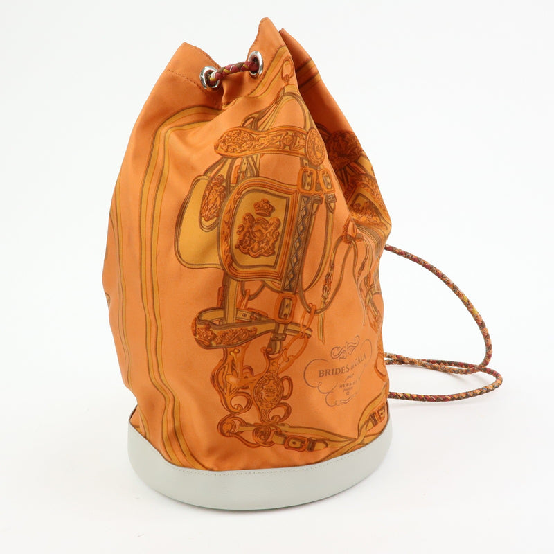 Hermes Soie Cool Printed Silk And Calfskin Orange Bag