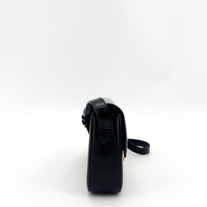 Celine Triomphe East-West Smooth Calfskin Black Leather Bag