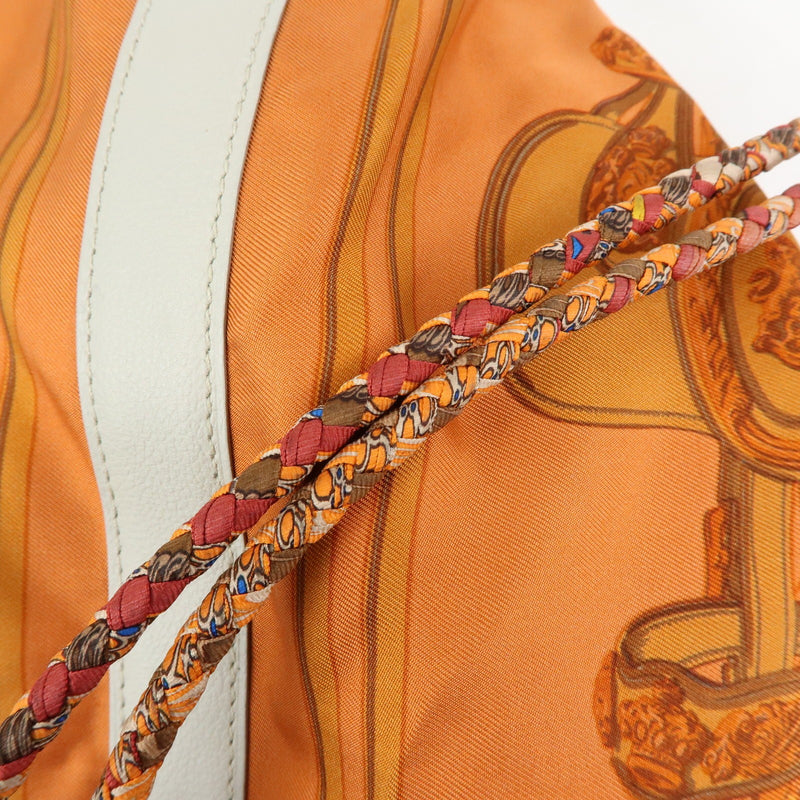 Hermes Soie Cool Printed Silk And Calfskin Orange Bag