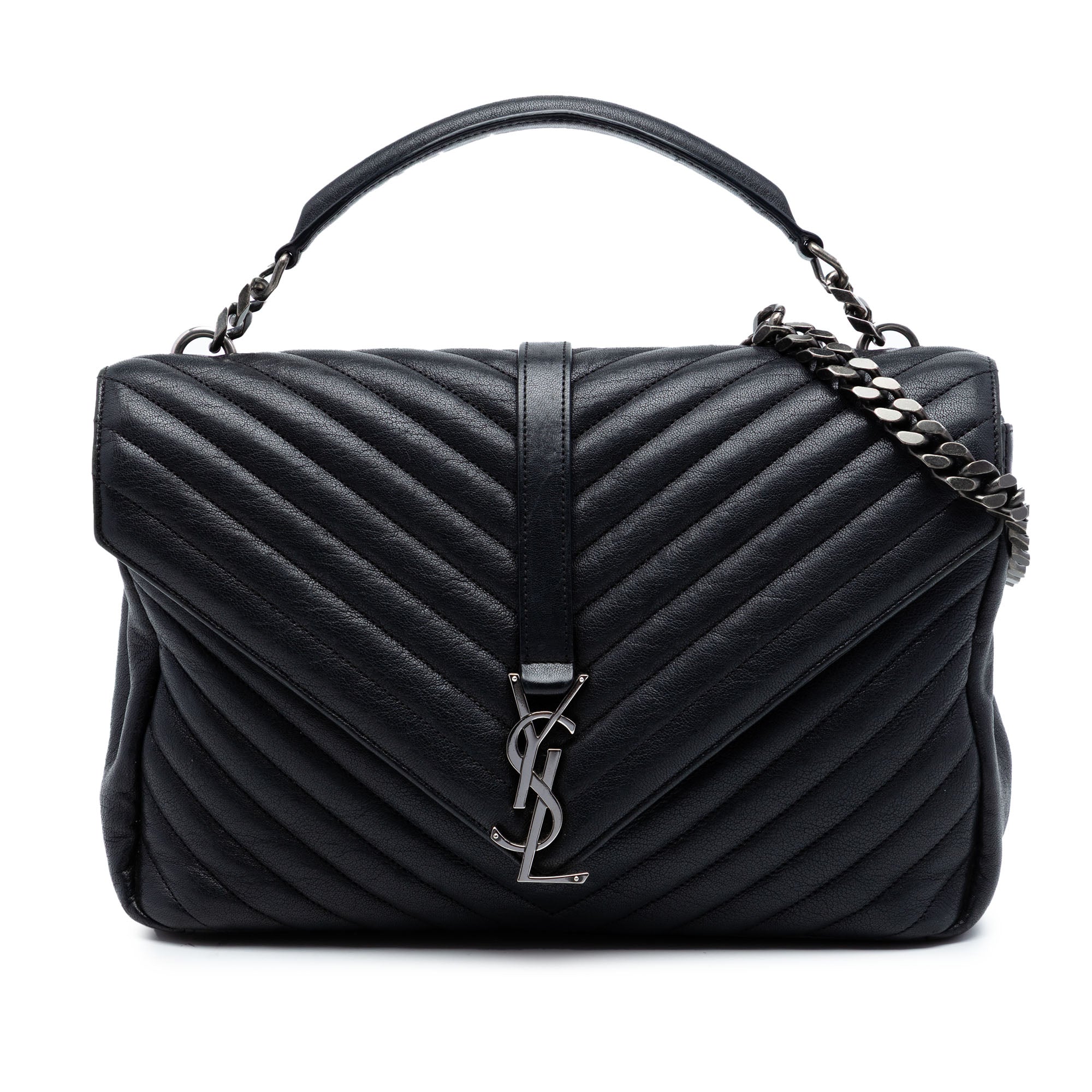 Large Sheepskin Chevron Monogram Monochrome College Bag - Image 1