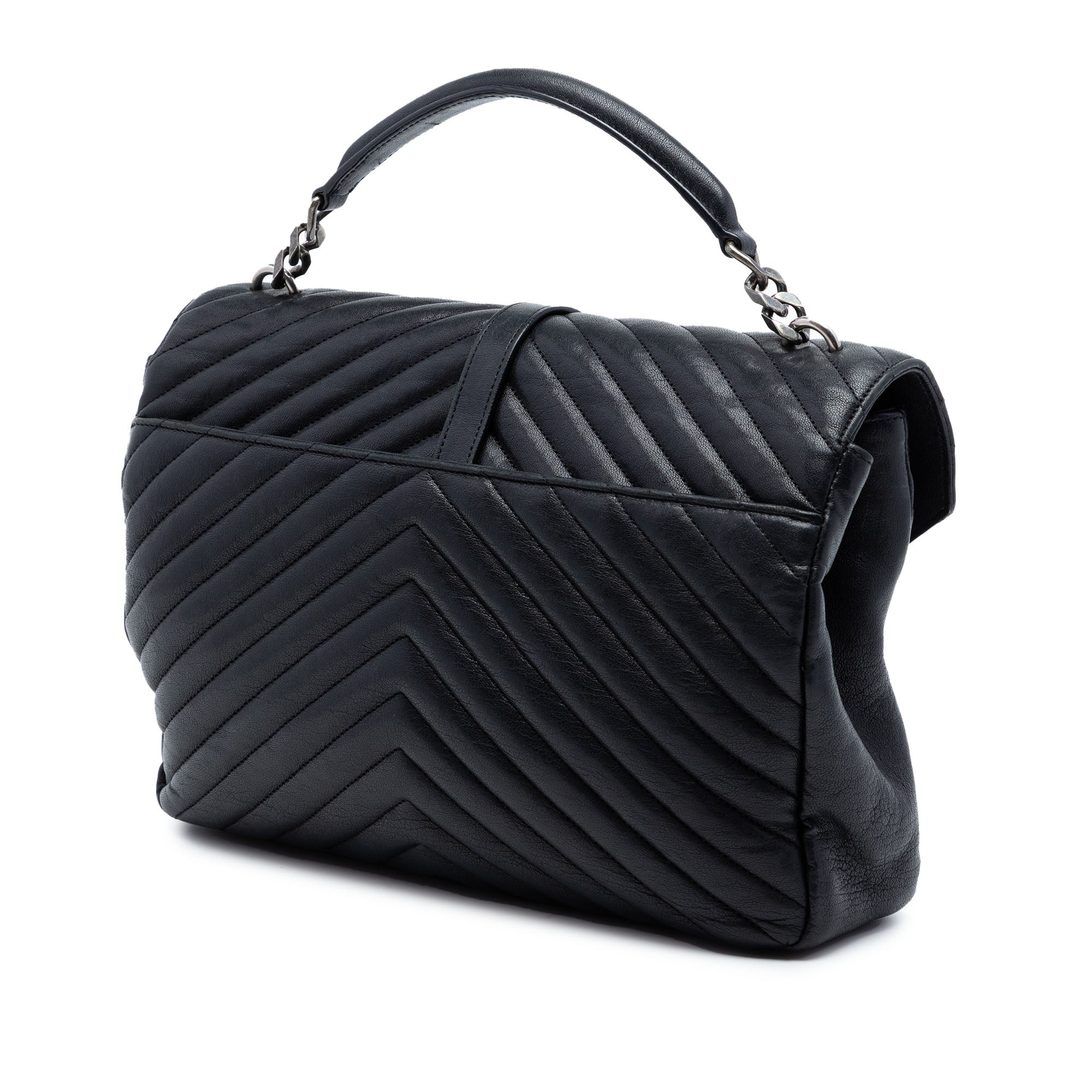 Large Sheepskin Chevron Monogram Monochrome College Bag - Image 2