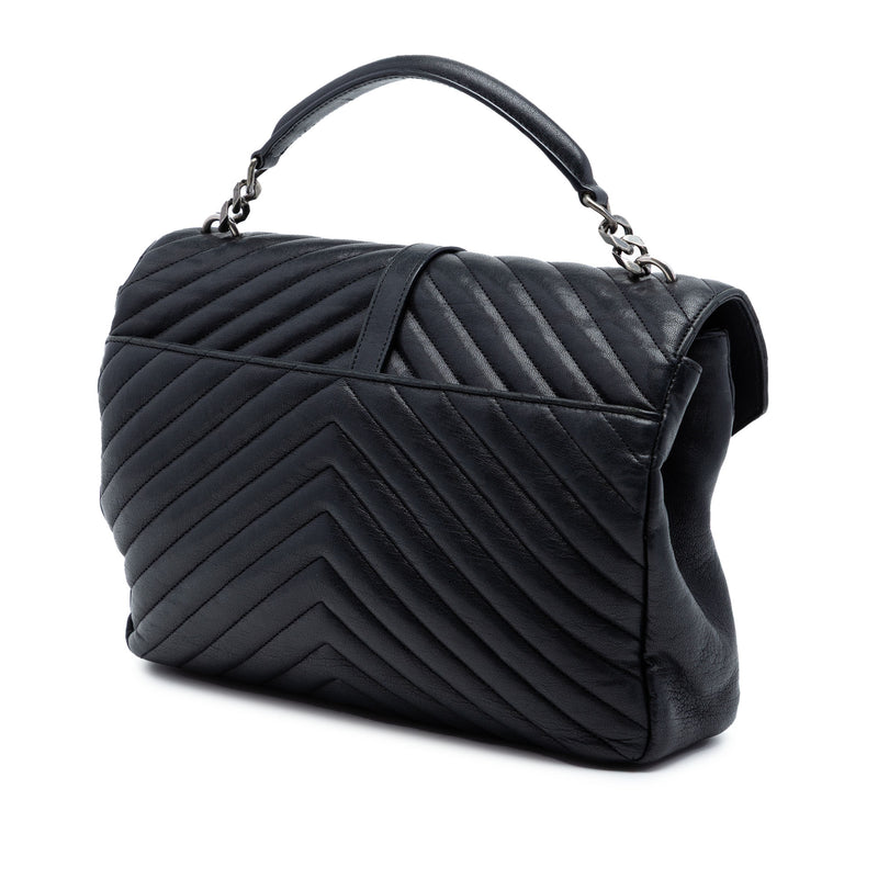 Large Sheepskin Chevron Monogram Monochrome College Bag - Image 2