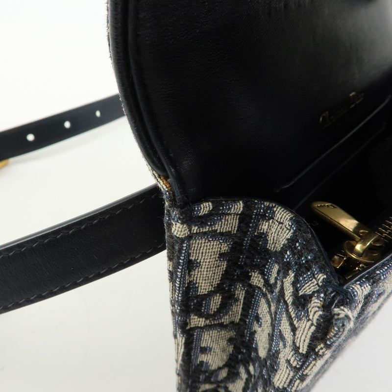 Christian Dior Saddle Belt Oblique Canvas Navy Bag
