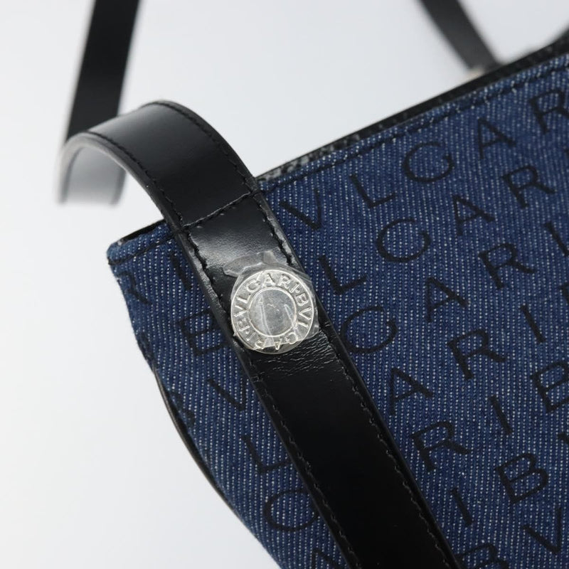 Bvlgari Logomania Canvas With Leather Blue Bag