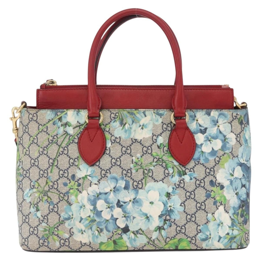 Gucci Linea A Convertible Blooms Print Gg Coated Canvas Navy Bag