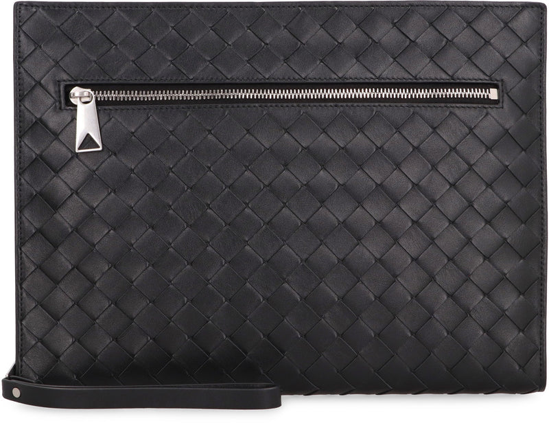 Bottega Veneta Intrecciato Clutch — Black Calf