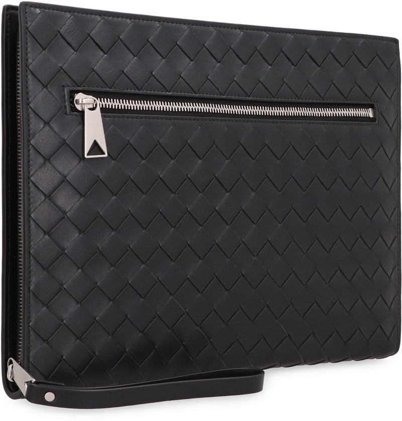Bottega Veneta Intrecciato Clutch — Black Calf