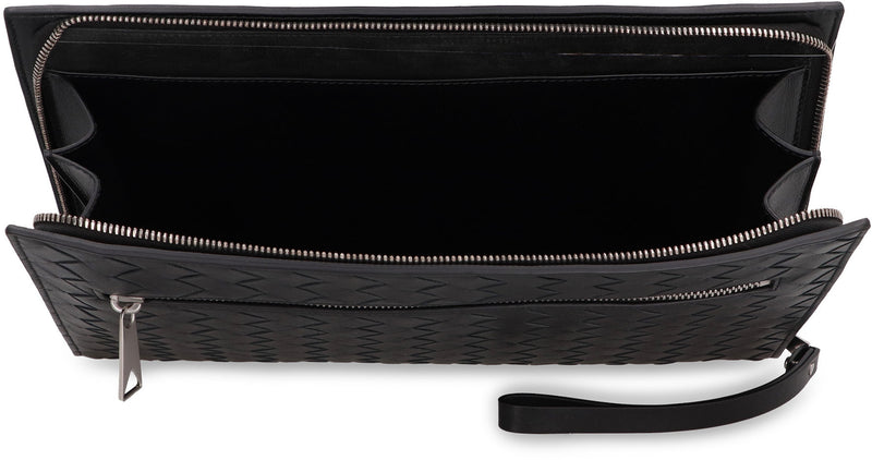 Bottega Veneta Intrecciato Clutch — Black Calf