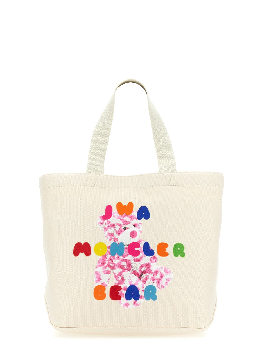 Moncler Genius Cotton And Leather Tote Bag — Beige