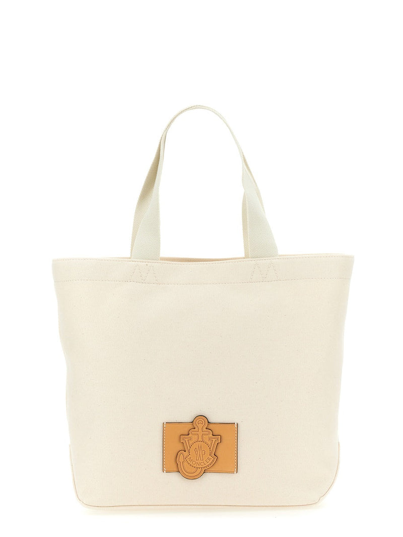 Moncler Genius Cotton And Leather Tote Bag — Beige