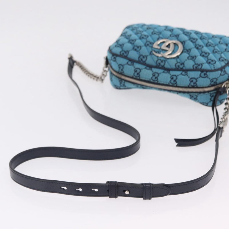 Gucci Gg Marmont Multicolor Diagonal Quilted Canvas Blue Bag