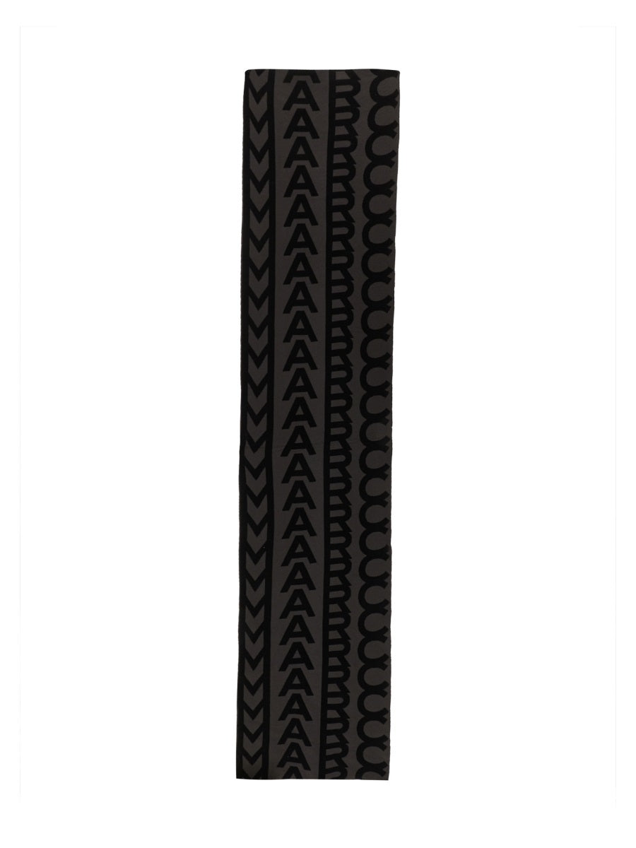 Marc Jacobs Monogram Knit Wool Scarf — Gray Scarfs