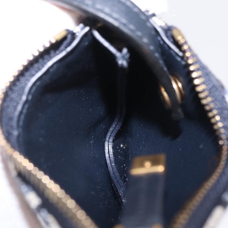 Christian Dior Vintage Saddle Zip Coin Purse Diorissimo Canvas Navy Bag