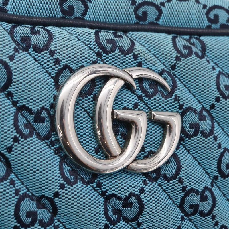 Gucci Gg Marmont Multicolor Diagonal Quilted Canvas Blue Bag
