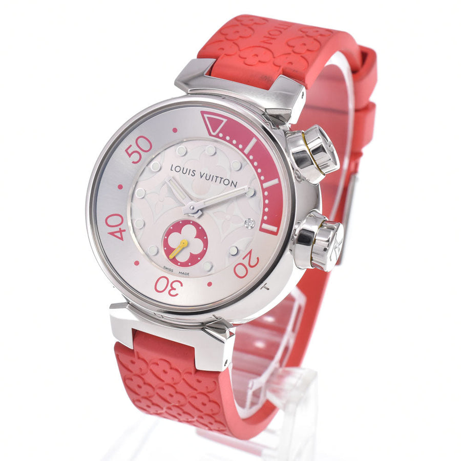 Louis Vuitton Tambour Quartz Stainless Steel And Monogram Rubber Watches