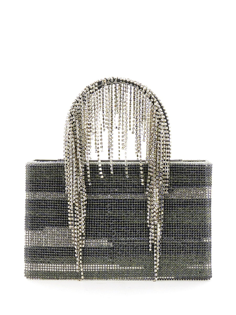 Kara Crystal-Adorned Top Handle Bag — Multicolor Polyester