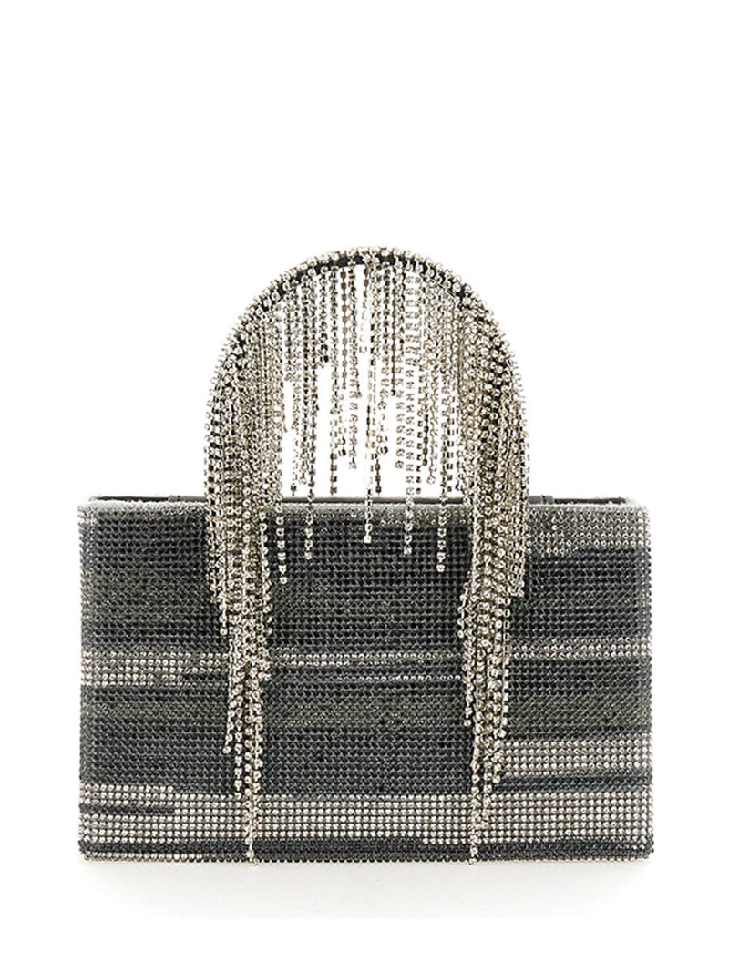 Kara Crystal-Adorned Top Handle Bag — Multicolor Polyester