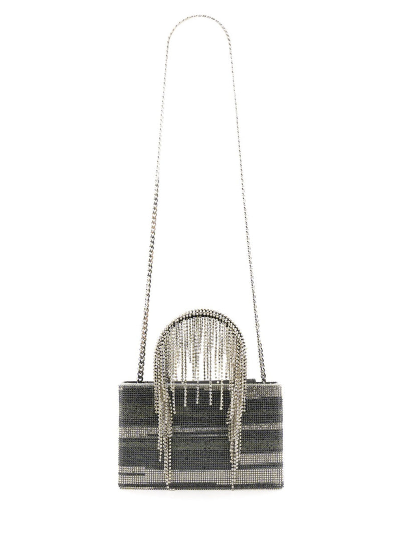 Kara Crystal-Adorned Top Handle Bag — Multicolor Polyester