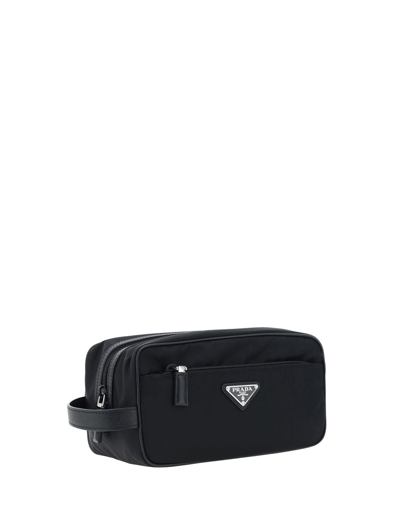 Prada Re-Nylon Beauty Case — Black Polyamide Travel Wallets