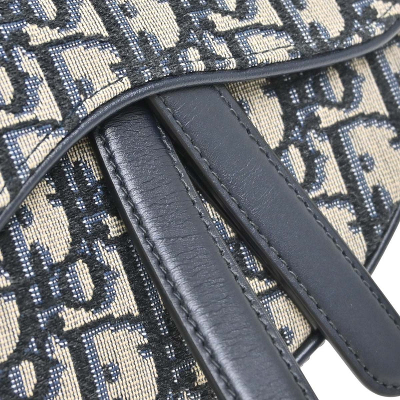 Christian Dior Saddle Oblique Canvas Navy Bag