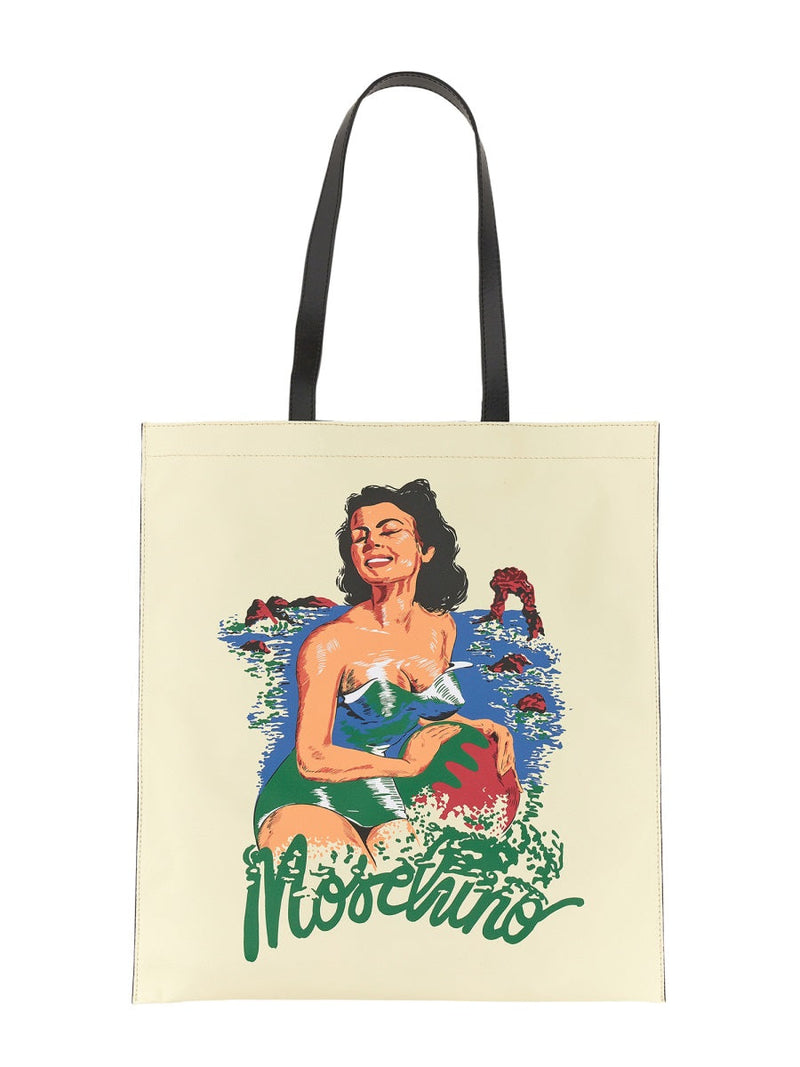 Moschino Hawaiian Print Cotton Tote Bag — Yellow