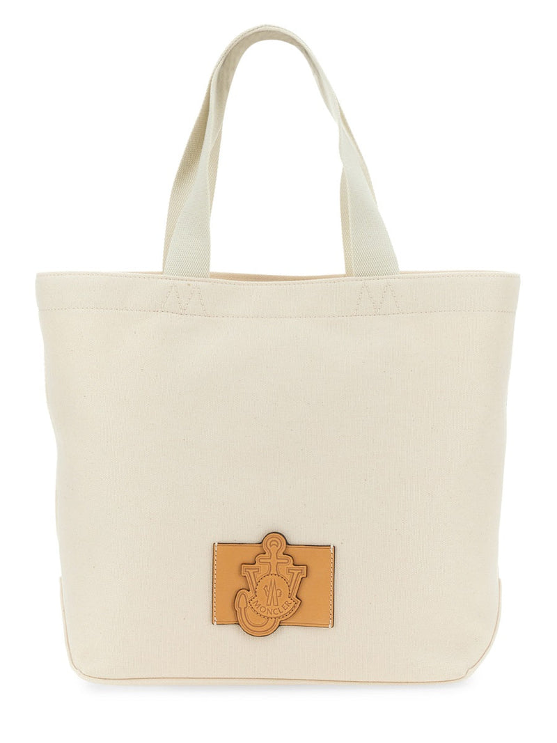 Moncler Genius Cotton And Leather Tote Bag — Beige