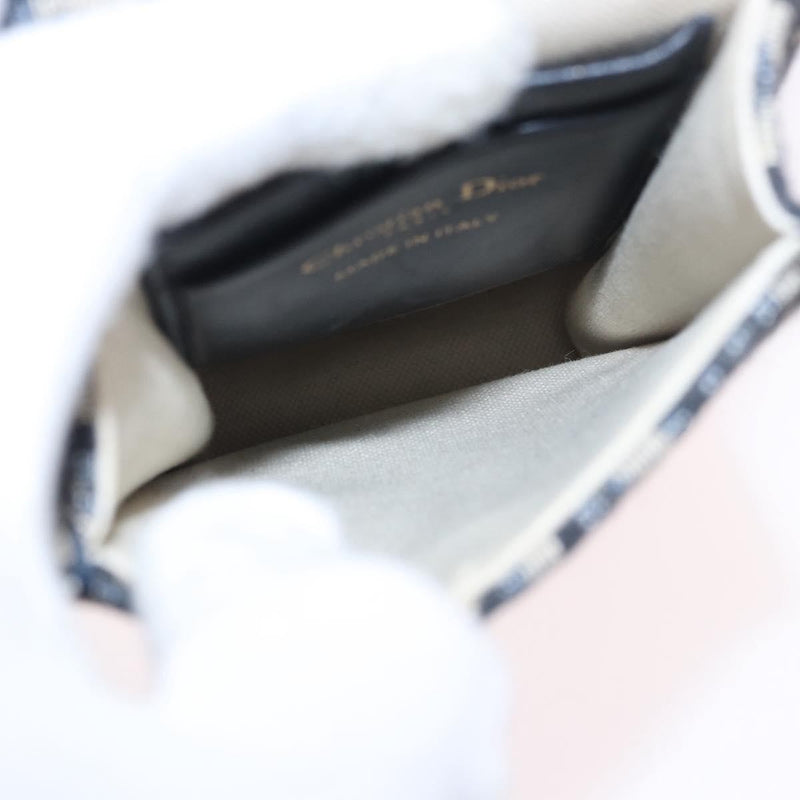 Christian Dior Vertical Saddle Chain Oblique Canvas Navy Bag