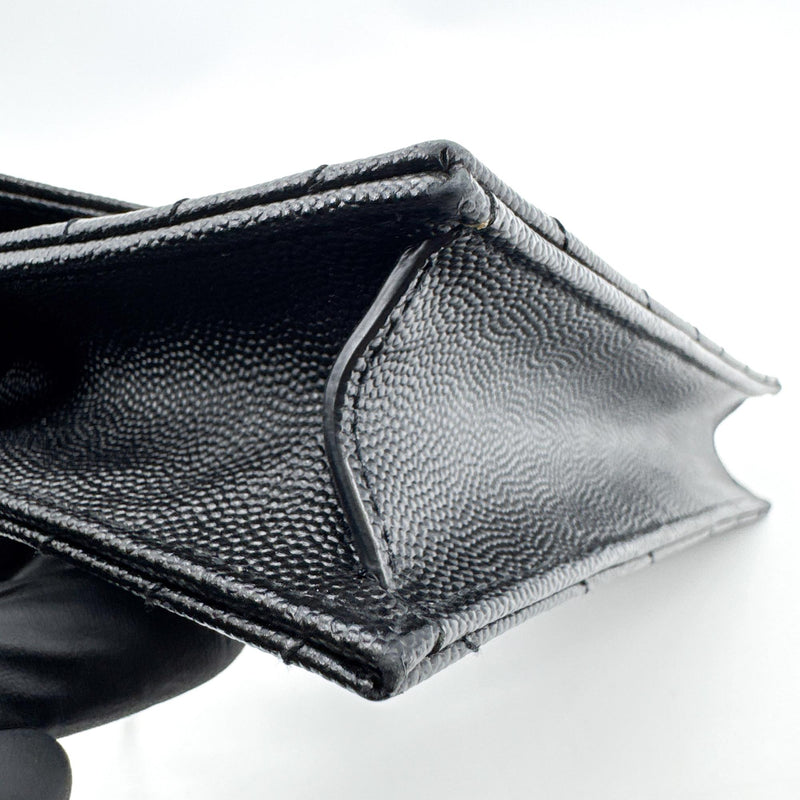 Saint Laurent Classic Monogram Wallet On Chain Matelasse Chevron Leather Black Bag