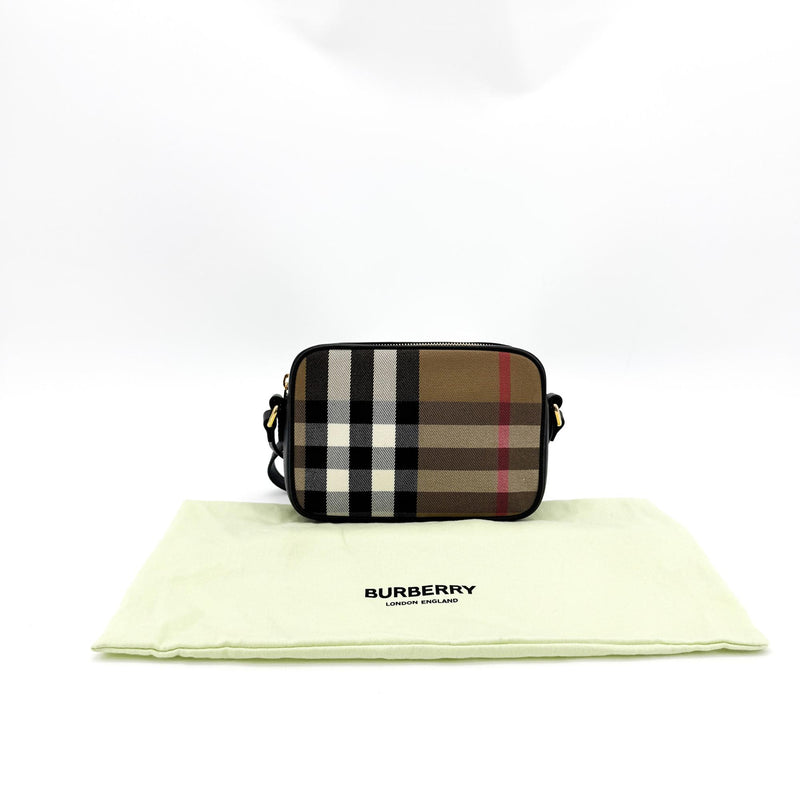 Burberry Camera Vintage Check Canvas Black Bag