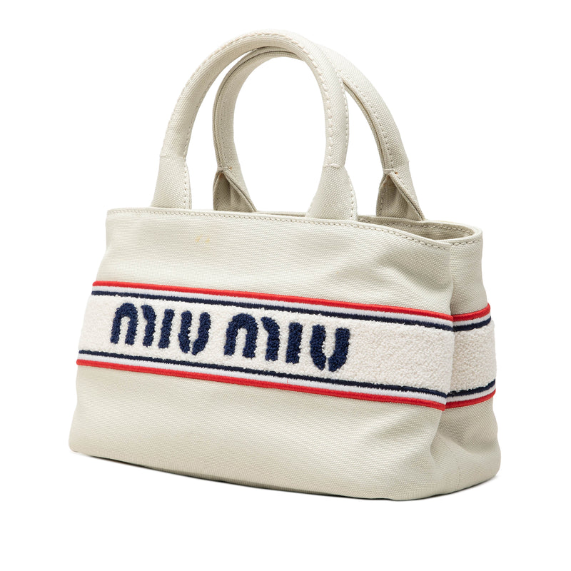 Cotton Trimmed Embroidered Canvas Logo Convertible Tote - Image 2