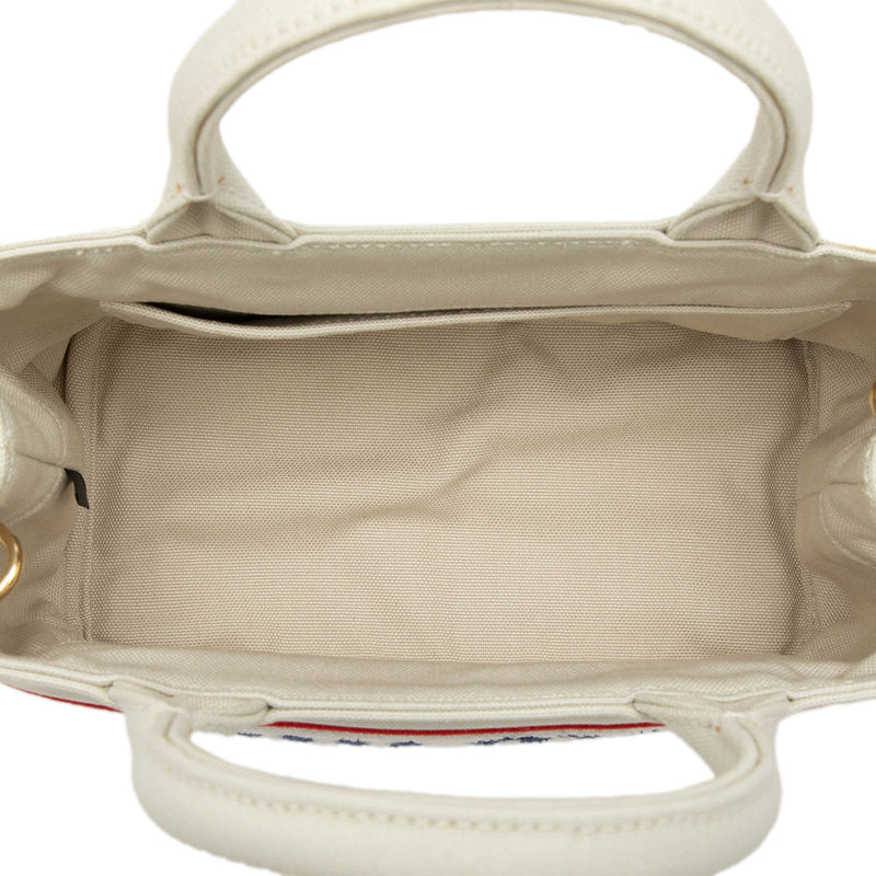 Cotton Trimmed Embroidered Canvas Logo Convertible Tote - Image 4