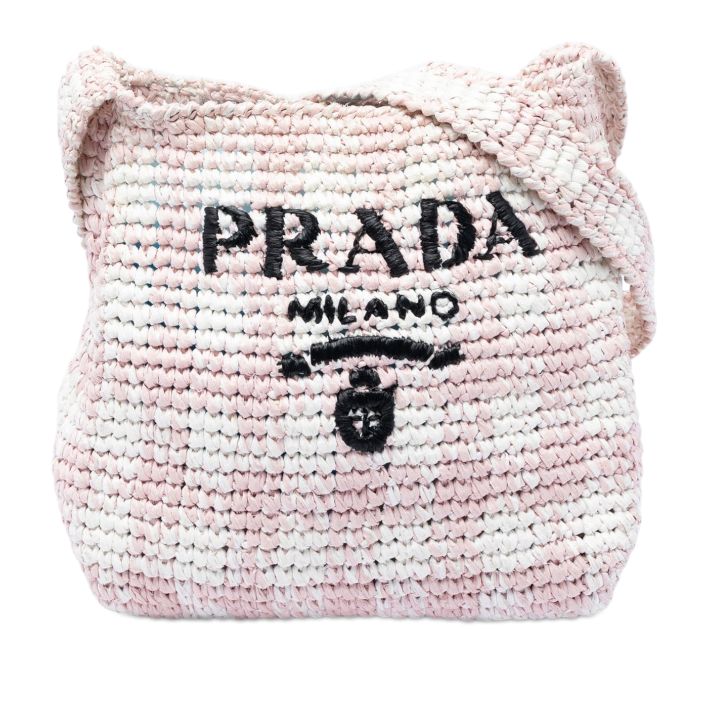 Raffia Effect Crochet Embroidered Logo Crossbody - Image 1
