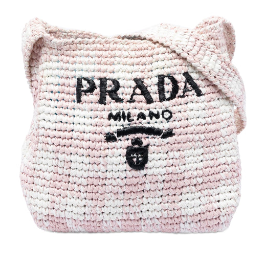 Raffia Effect Crochet Embroidered Logo Crossbody - Image 1