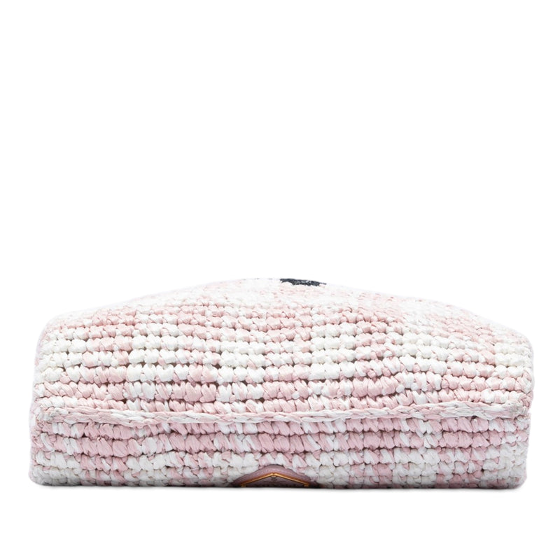 Raffia Effect Crochet Embroidered Logo Crossbody - Image 3