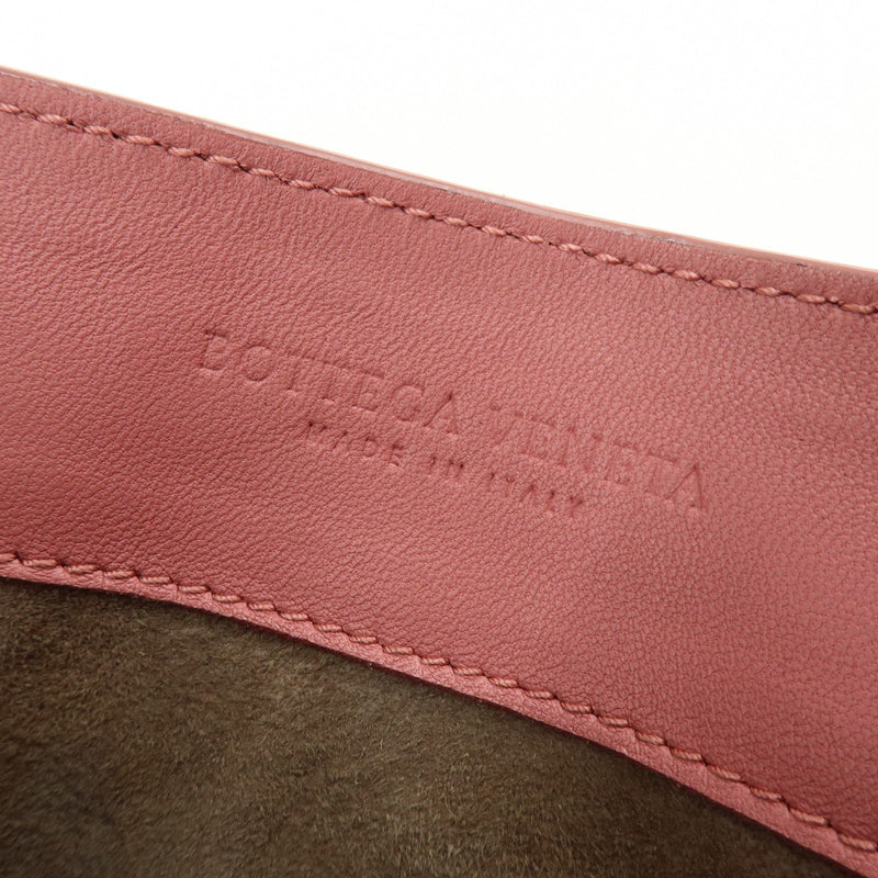 Bottega Veneta Drawstring Flap Leather With Intrecciato Pink Bag