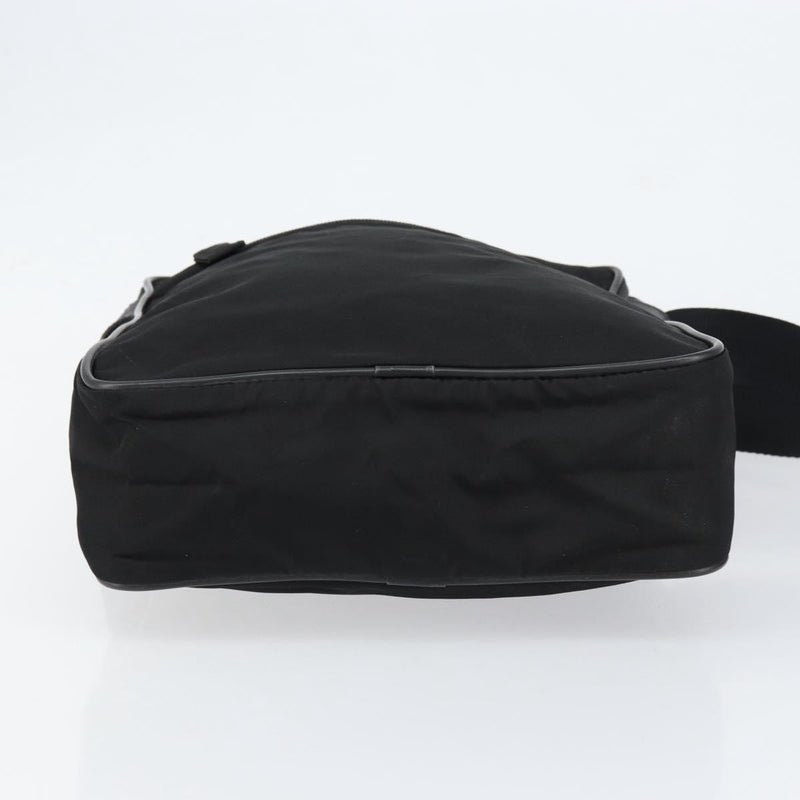 Prada Zip Messenger Tessuto With Leather Black Nylon