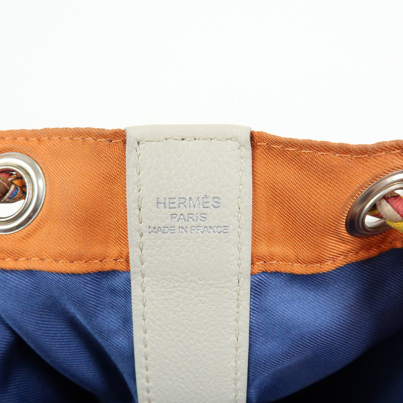 Hermes Soie Cool Printed Silk And Calfskin Orange Bag