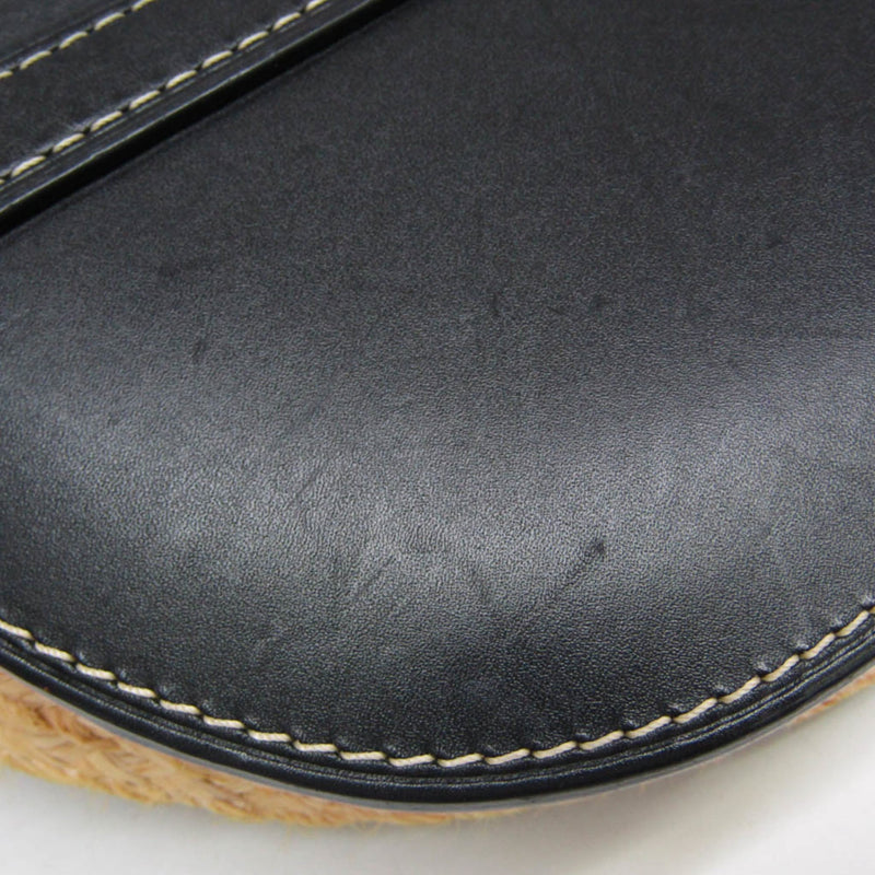 Loewe Gate Leather With Raffia Black Bag
