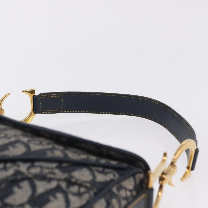 Christian Dior Vintage Double Saddle Diorissimo Canvas Navy Bag