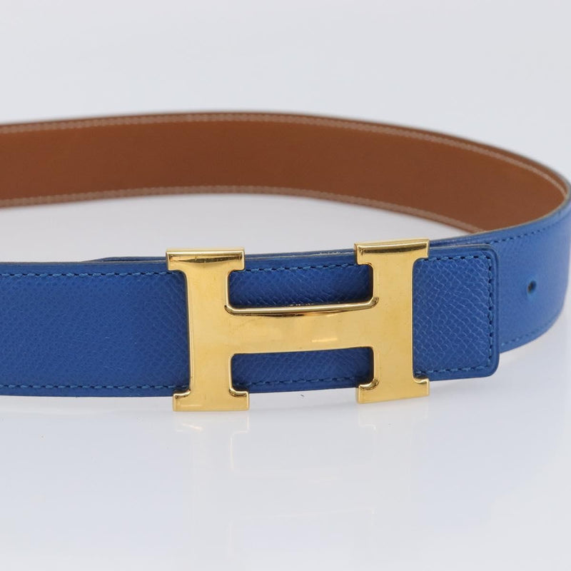 Hermes Constance Reversible Belt Leather Blue