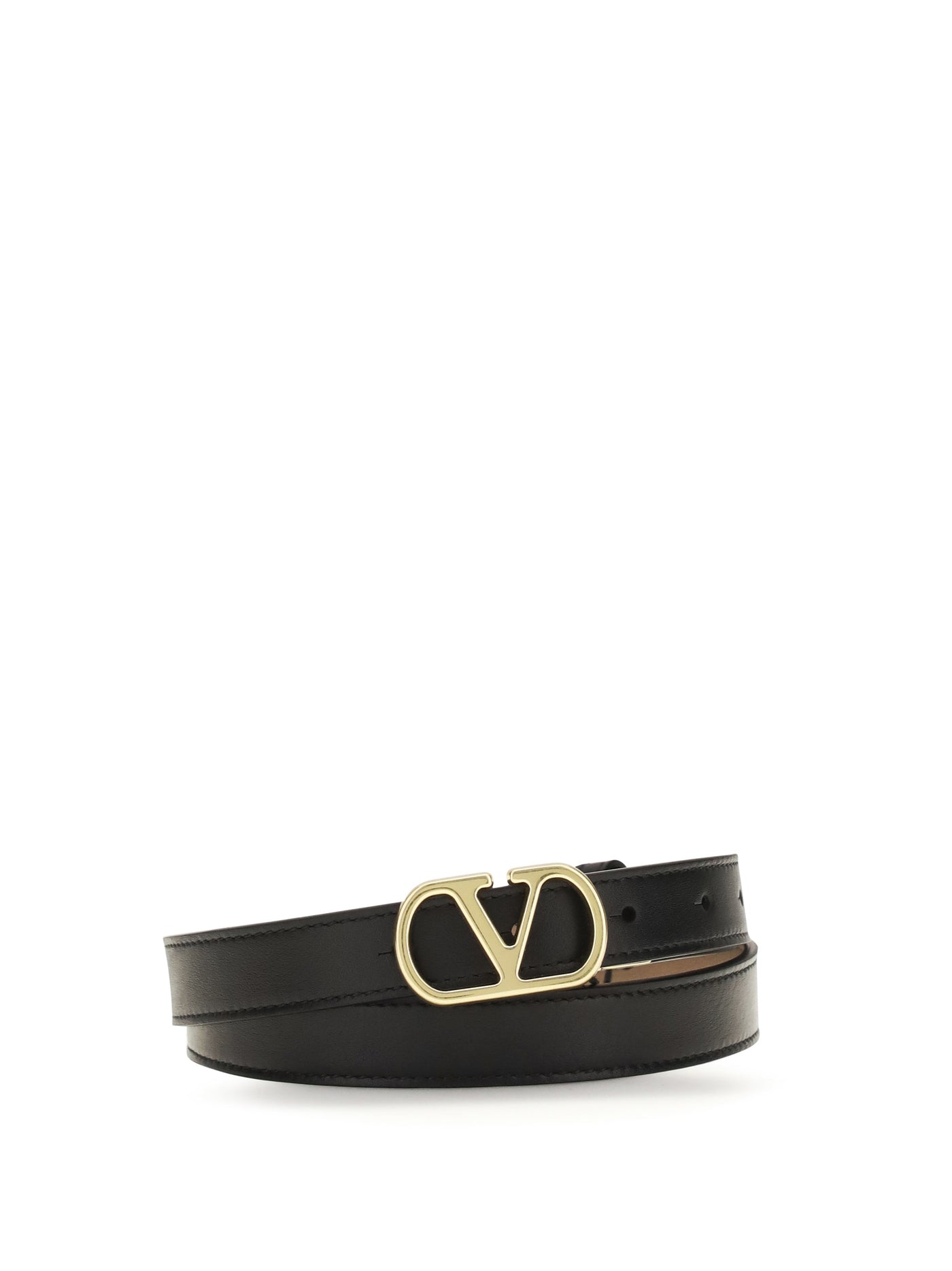 Valentino Garavani Reversible Calfskin Belt — Black Calf Leather