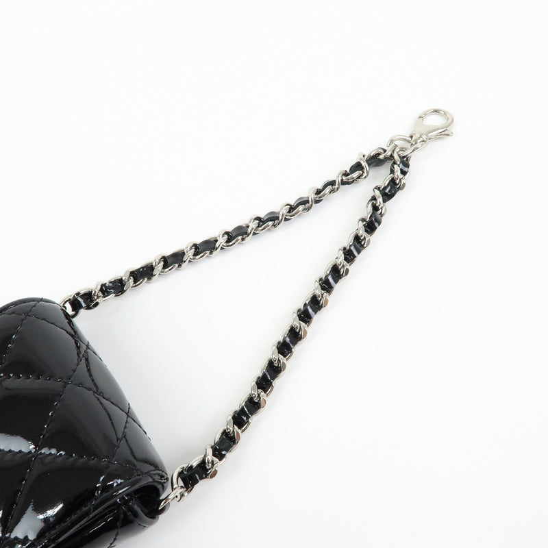Chanel Cc Chain Phone Holder Quilted Patent Black Patent_leather Bag