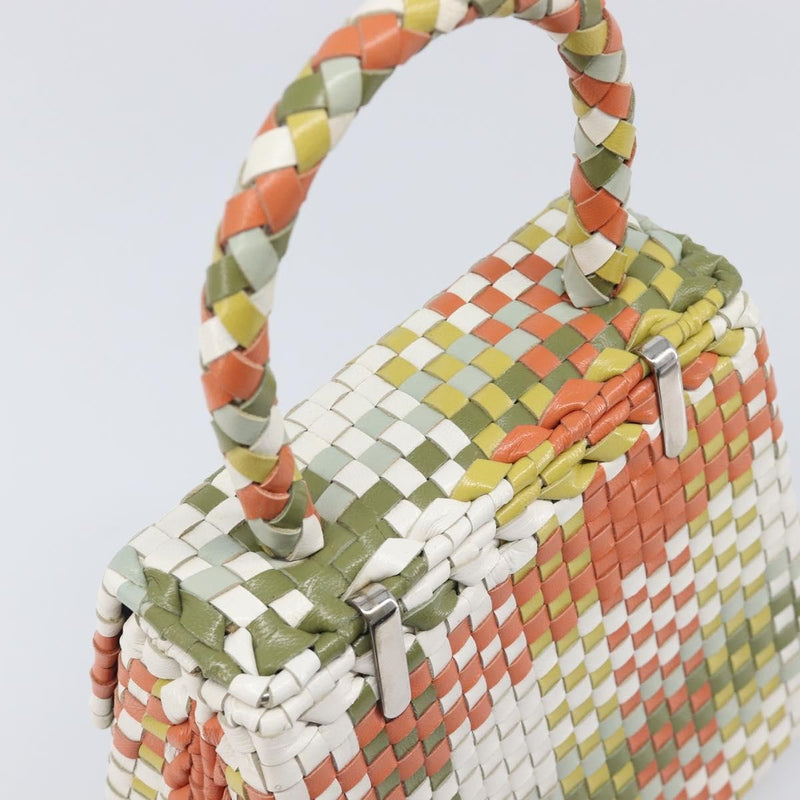 Salvatore Ferragamo Gancini Top Handle Woven Leather Multicolour Bag